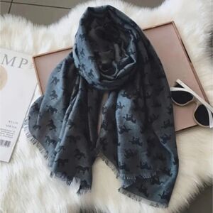 Equestrian scarf Horse print shawl tassel fringe western wrap